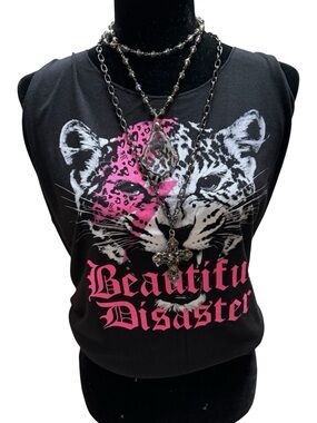 Beautiful Disaster pink and black cheetah tank from the Fierce collection 2X